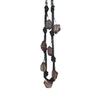 Purple crystal necklace with black / silver chunky chain